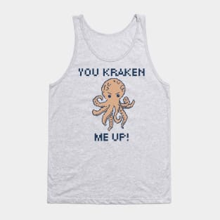 You Kraken Me Up! 8-Bit Pixel Art Giant Squid Tank Top